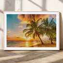 Tropical Sunset Beach Canvas Wall Art Print – Vibrant Palm by MyGreatCanvas | Canvas Wall Art Prints | Photo Prints & Wall Decor