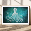 Green Octopus Abstract Wall Art Canvas Print