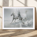 Large Wall Art Canvas Print – Beautiful Running White Horses