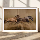Large Wall Art Canvas Print – Two Running Brown Horses