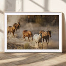 Large Wall Art 5 Horses Running on Sand Canvas Print