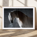 Large Wall Art Cream Colored Horse on Grey Background Canvas