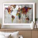 Vintage World Map Canvas Wall Art Print, Warm Tone Global