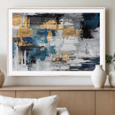 Blue and Gold Abstract Canvas Wall Art – Triptych Modern