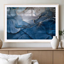 Navy Blue Canvas Art Abstract Print – Elegant Triptych