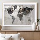 Abstract Map Printing - Modern World Map Canvas Wall Art for