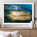 Ocean Wave at Sunset Canvas Art, Large Wall Print of Vibrant