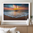Sunset Beach Canvas Wall Art – Colorful Ocean Waves Triptych