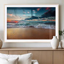Sunset Ocean Beach Wall Art – Giclee Canvas Print, Coastal
