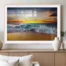 Golden Sunset Ocean Waves Wall Art Canvas Print – Multi