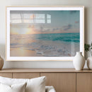 Tranquil Ocean Beach Sunset Canvas Wall Art | 3-Panel