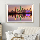 Colorful Dallas City Lights Night Skyline Wall Art Print