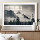 Large Foggy Mountain Forest Wall Art Canvas Print | Misty