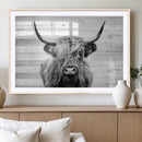 Scottish Highland Cow Cattle Art Print on Wood Background by MyGreatCanvas | Canvas Wall Art Prints | Photo Prints & Wall Decor