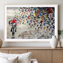 Banksy Art Butterfly Girl Explosion Canvas Art – Vibrant