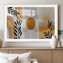 Modern Boho Sun and Leaf Abstract Art – 3-Panel Giclée