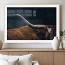 Texas Longhorn Bull Wall Art Canvas Print - Large Framed