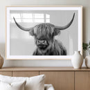 Grayscale Scottish Highland Cow Cattle Art Print Farmhouse by MyGreatCanvas | Canvas Wall Art Prints | Photo Prints & Wall Decor