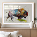 Abstract Buffalo Wall Art, Western Watercolor Bison Canvas