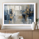 Modern Abstract Canvas Wall Art in Blue and Gold Tones |