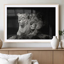 Lion Couple Wall Art Canvas Print – Elegant Black and White