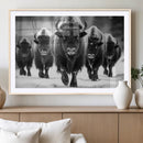 American Bison Art | Buffalo Herd Wall Art Canvas Print, BW