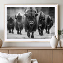 American Bison Art | Buffalo Herd Wall Art Canvas Print, BW