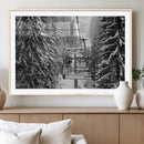 Winter Ski Lift Black and White Canvas Wall Art – Alpine