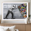 Banksy Art Behind the Curtain Street Wall Art Canvas Print |
