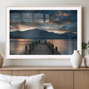 Mountain Lake Wood Pier Canvas Wall Art Nature Lake Print