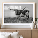 Texas Black White Highland Longhorn Cow Wall Art Canvas by MyGreatCanvas | Canvas Wall Art Prints | Photo Prints & Wall Decor