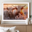 Highland Cows at Sunrise Wall Art Canvas Set – Serene and