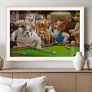 Dogs Playing Pool Canvas Wall Art Funny Gifts Dog Print