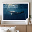 Whale under Ocean Wall Art Canvas Print