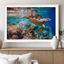 Sea Turtle Wall Art Canvas Print – Vibrant Ocean Coral Reef