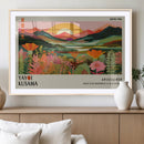 Framed Yayoi Kusama Print, Vibrant Floral Mountain Art
