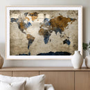 World Map Wall Art – Antique Style Blue and Brown Map Canvas by MyGreatCanvas | Canvas Wall Art Prints | Photo Prints & Wall Decor