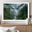 Mountain Forest River Canvas Wall Art Print - Serene Nature