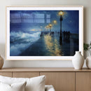 Abstract Stormy Ocean Pier Canvas Wall Art Print | Stormy