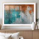 Vintage Abstract Print - Bold Teal and Orange Canvas Wall