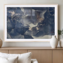Large Abstract Blue and Gold Canvas Wall Art Fluid Ink