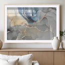 Large Abstract Blue and Gold Canvas Wall Art | Fluid Ink