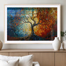 Yggdrasil Tree of Life Mosaic Stained Glass Wall Art Canvas,