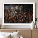 Dark Floral Canvas Wall Art - Moody Botanical Flower Print -
