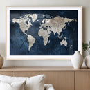 Vintage World Map Canvas Wall Art - Framed Map Print for