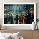 Urban Night Jazz Wall Art Canvas Print – Moody Rain-Soaked