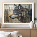 Rustic Wolf Wall Art Canvas Print – Vintage Woodland