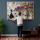 Banksy Butterfly Girl Wall Art – Modern Graffiti Canvas