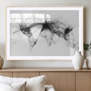 Flight Routes Air Traffic Map Canvas Wall Art - Framed -