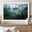 Misty Forest Wall Art Canvas Print – Framed Foggy Mountain